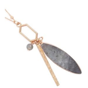 Matte Gold Gray Hexagon Bar Cluster Pendant